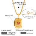 18k vergoldeter Edelstahl-Quadratanhänger mit rotem Herz und Love-Gravur - Buchstaben Herz Quadratischer Stil (JDN0108039)