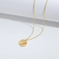 Elegant gold crescent moon necklace featuring rose star engraved pendant and zircon stones - Rose / Gold