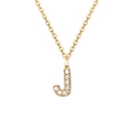 Gold-plated stainless steel letter J pendant necklace with sparkling zircon pavé - Letter J-14K Gold