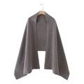 Classic dark grey knit scarf for men and women hanging on a wooden hanger with soft texture - Camel
