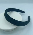 Classic wide black velvet headband with a soft matte texture for a minimalist retro look - 2cm / Dark Green