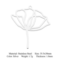 Silver hollow lotus stainless steel pendant with dimensions and specifications label - Silver Hollow Flower (5 Pack)