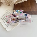 Square acetate hair claw clip with colorful mosaic floral pattern in 7.1cm size - Medium / Multicolor Floral Medium