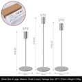 Three-piece silver electroplated metal candle holder set in tall minimalist slim design - Large, Medium and Small Combination (362/3) / Silver