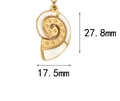 Golden nautilus shell pendant with white enamel detail showing 27.8mm height dimensions - Spiral Shell Style (TP116)