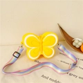 Cute yellow butterfly silicone crossbody bag for girls with adjustable rainbow strap - Butterfly / Yellow