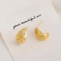 Elegant gold-plated geometric star earrings with micro-set white zircon inlay - Gold C-Shaped Studs