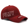 Vintage burgundy baseball cap with white side embroidery and distressed brim detail - Adjustable / Red