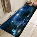 Halloween pumpkin skull horror flannel absorbent floor mat with non-slip backing for bath - 40x60cm / Fantasy Blue Forest