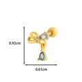 Golden bow cartilage stud earring with blue zircons and dimensions 0.92cm x 0.61cm - Size 9 / Gold Yellow