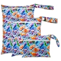 Three-piece set of sky blue floral waterproof diaper bags in large, medium, and small sizes - BF138 Blue Floral