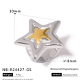 Détail montrant les dimensions de la bague étoile bicolore en acier inoxydable - Ouvert Réglable / Style Étoile Bicolore (NB-R24427-GS)