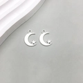 Antique silver star and moon hollow alloy pendant charms on a light gray surface - 1Pc Antique Silver Moon Star 11*17mm