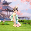 Miniature Chinese ancient lady figurine in light green and pink dress for home decor - Yang Guifei Figurine Medium