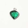 Emerald green heart birthstone pendant with silver metal bezel for DIY jewelry - Silver-May