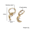 Golden crescent moon earrings in stainless steel with tiny stones and 18K gold plating - Inlaid Moon Style (E00370G)