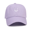 Adjustable kids cotton baseball cap in light purple featuring white smiley face embroidery - Kids 52-54cm / Light Purple