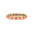 Detail of pink enamel links with heart and Girly Girl text on gold stainless steel bracelet - 0058 - Red Heart Girl (section 1)