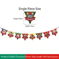 Striscione natalizio da 3m con 8 bandiere di Babbo Natale e renne per vetrine feste - Gagliardetto Dipinto MerryChristmas (SLQ002) / 8 Pezzi/Corda 3m