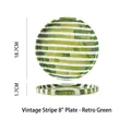 8-inch vintage green striped ceramic plate with 18.7cm diameter for breakfast - Single Plate / Green