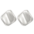 Polished silver-colored stainless steel stud earrings in a sleek geometric square design - Steel Color Concave Square (3239)