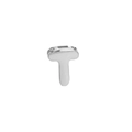Minimalist silver T-shaped stud earring with polished metal finish on white background - Letter T Pendant / White Gold