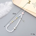 Colorful pearl bowknot phone charm lanyard with beads for camera and keys 22cm 17.5g - Chanel Style Pearl Flower Phone Chain