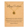 Detailed view of golden snowflake pendant necklace displayed on a Merry Christmas gift card - Snowflake Gold Card (YH6494) / Gold