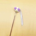 Cat wand toy with purple plush balls, white tassels, bell and pearl decorative stick - Purple Fairy Pompom Tassel