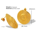 French style gold spiral hoop earrings made of stainless steel with texture details - EH161 Gold