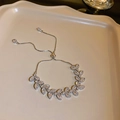 Bracelet feuille en argent avec zircons étincelants et fermoir coulissant réglable - Style 17# Bracelet-Argent Feuille Zirconium Taille Marquise (4899680933120)