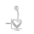 Silver stainless steel heart belly button ring with rhinestones and 1.15cm width - Hollow Heart (5#) / Silver
