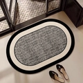 Absorbent diatomite bath mat in oval black and beige woven pattern for bathroom - Thin Style / 40*60cm / Huidiao - Oval
