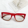 Retro square glasses frame with red and brown gradient finish and metal accents - Red