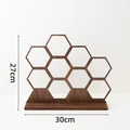 Walnut wood honeycomb earring display stand with dimensions 30cm wide and 27cm high - 30cm x 27cm