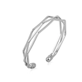Minimalist silver open cuff bracelet with geometric multi-layer intertwined wire design - Multi-layer Ring / Silver
