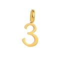 Ciondolo numero 3 in acciaio inossidabile placcato oro 18k per gioielli fai-da-te - Numero 3 / Oro