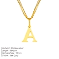 Minimalistische roestvrijstalen 14K vergulde alfabet 'A' hanger ketting voor dames - Letterstijl(A) (CDNP014) / Goud