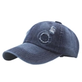 Vintage gewaschene dunkelblaue Denim Baseballkappe mit Distressed-Details und Patch - Verstellbar / Dunkelblau