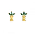 Chique ananas oorbellen met gele en groene kristallen op een vergulde metalen basis - Ananasvormstijl / Goud