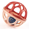 Dual-color soft baby rattle ball with geometric hollow frame and inner bell for easy grip - Colorful Teether Hand Grab Ball (W1006)