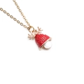 Collana di Natale con ciondolo a campana rossa, fiocco di neve e perla su catena d'oro - Collana a Fungo
