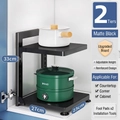 Black 2-tier adjustable carbon steel pot rack with height-adjustable shelves for kitchen - 2-Tier / Black