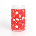 Cold sensitive color changing glass jar with red Christmas Santa and reindeer motifs - Color Changing Pattern Cup