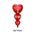 Red heart foil balloons with 'I love u' print for Valentine's Day decor, 101x47cm size - Valentine's Triple Hearts