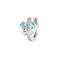 Silver butterfly hoop earrings with blue and white cubic zirconia stones on white background - Blue Butterfly Hoop Earring (Single Piece)