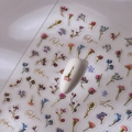 3D embossed floral nail stickers with gold foil tulips and delicate petal designs - CO-385 Gold Stamping