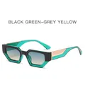Occhiali da sole retrò montatura nero-verde e lenti sfumate grigio-giallo - Montatura Nero Verde Lenti Grigio Giallo