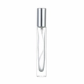 Slim 10ml transparent glass perfume spray bottle with silver metal cap for travel - Square Silver