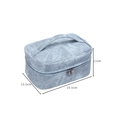 Light blue denim texture makeup bag with top handle and double zipper 25.5x15.5x11cm - Blue (Upgrade Style)